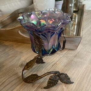 Fenton Art Glass Iridized Purple Votive or Tea Light Candle Holder